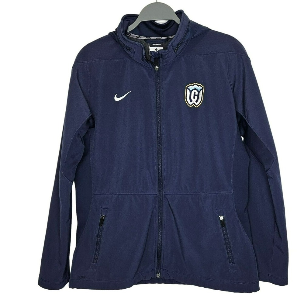 Nike Therma-Fit Whitman Princeton Soccer Jacket Navy Blue Polyester Full Zip L